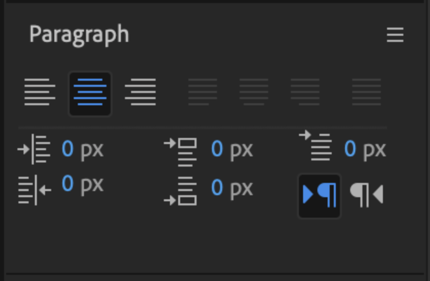 Center text option in After Effects