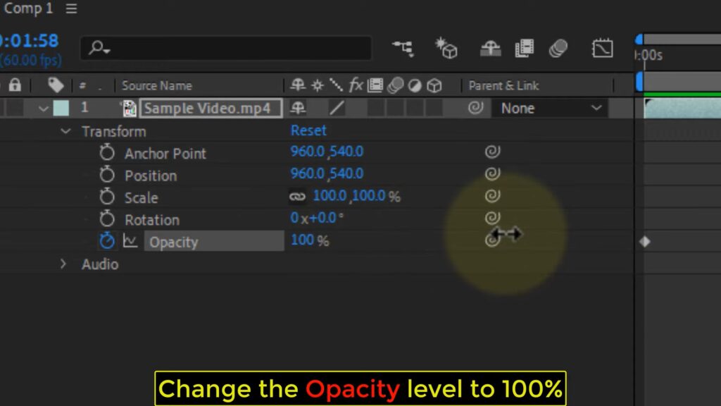 changing opacity in after effects