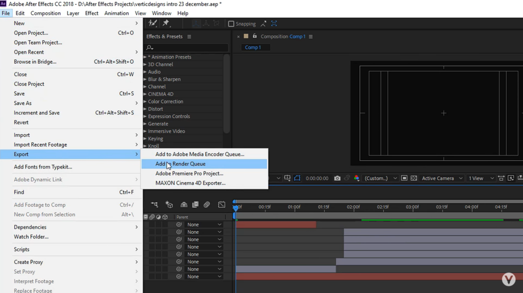 adding a queue in after effects